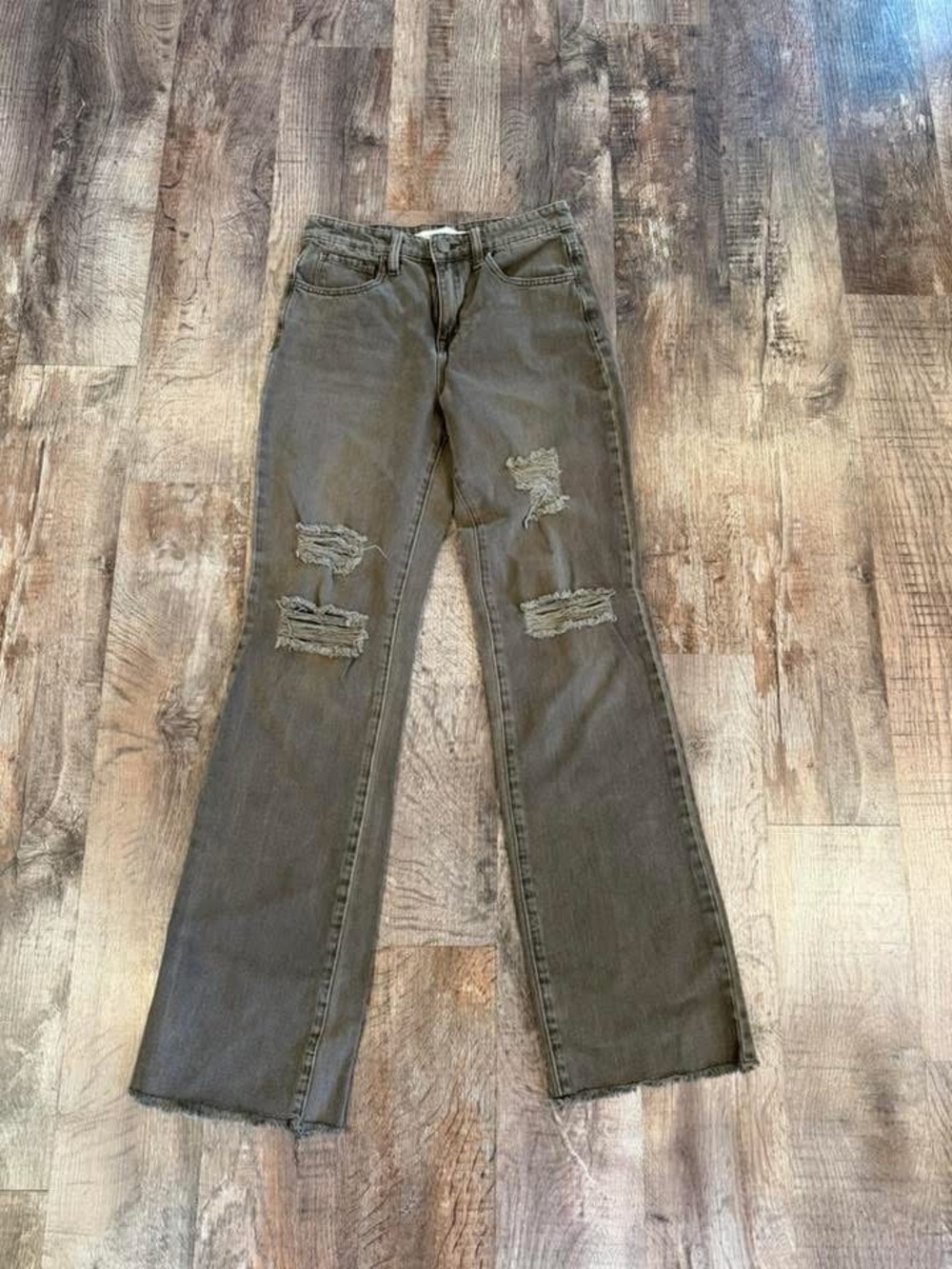 Altar'd State Muted Brown Straight-Leg Distressed Jeans